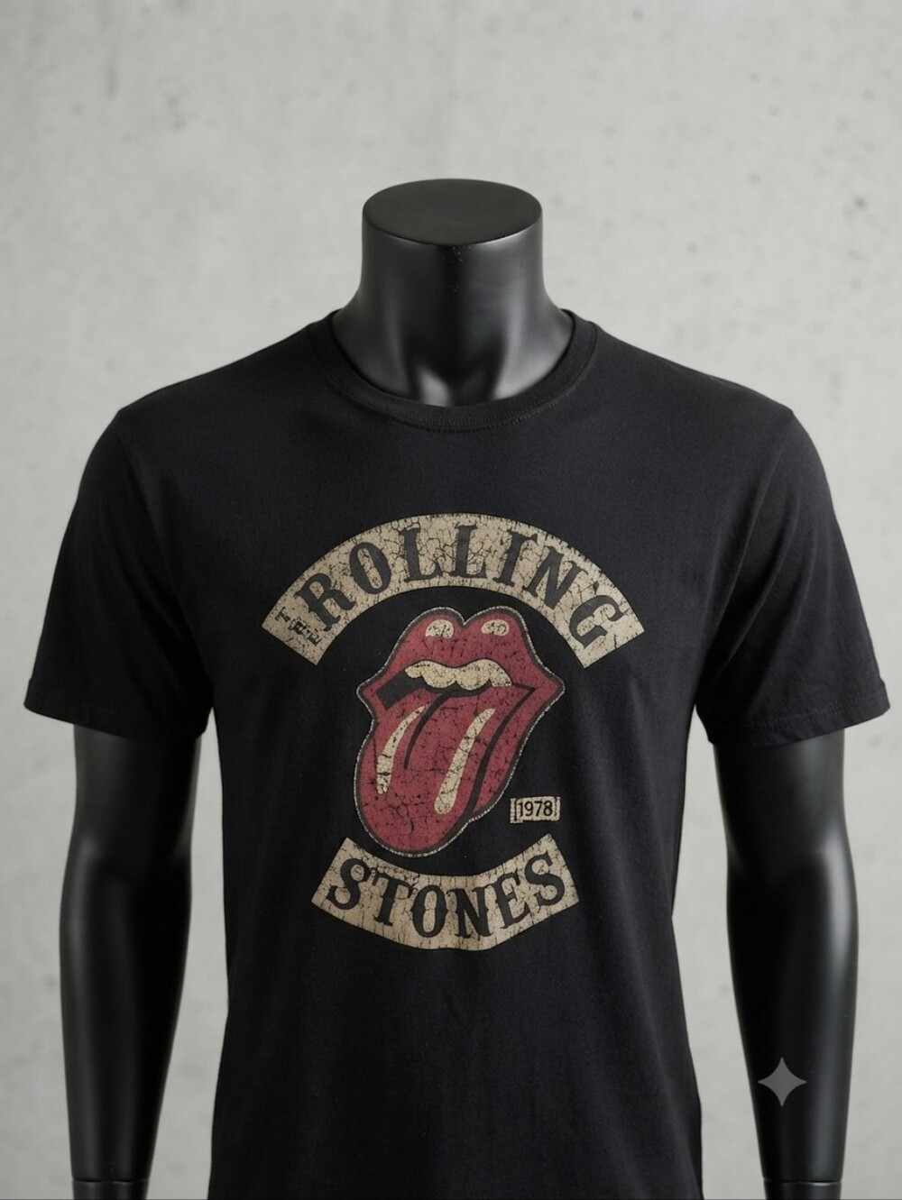 Rolling Stones Black Tee with Red Tongue Graphic